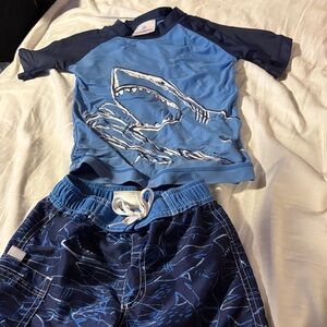 Hanna Andersson Blue Shark Graphic Kids Rashguard Set